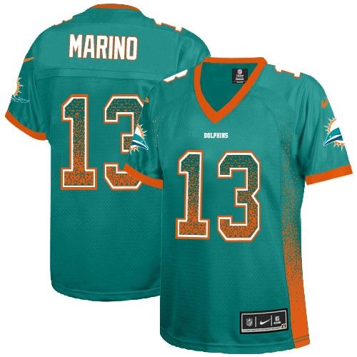 Women's Limited Dan Marino Nike Jersey Aqua Green - #13 Drift Fashion NFL Miami Dolphins